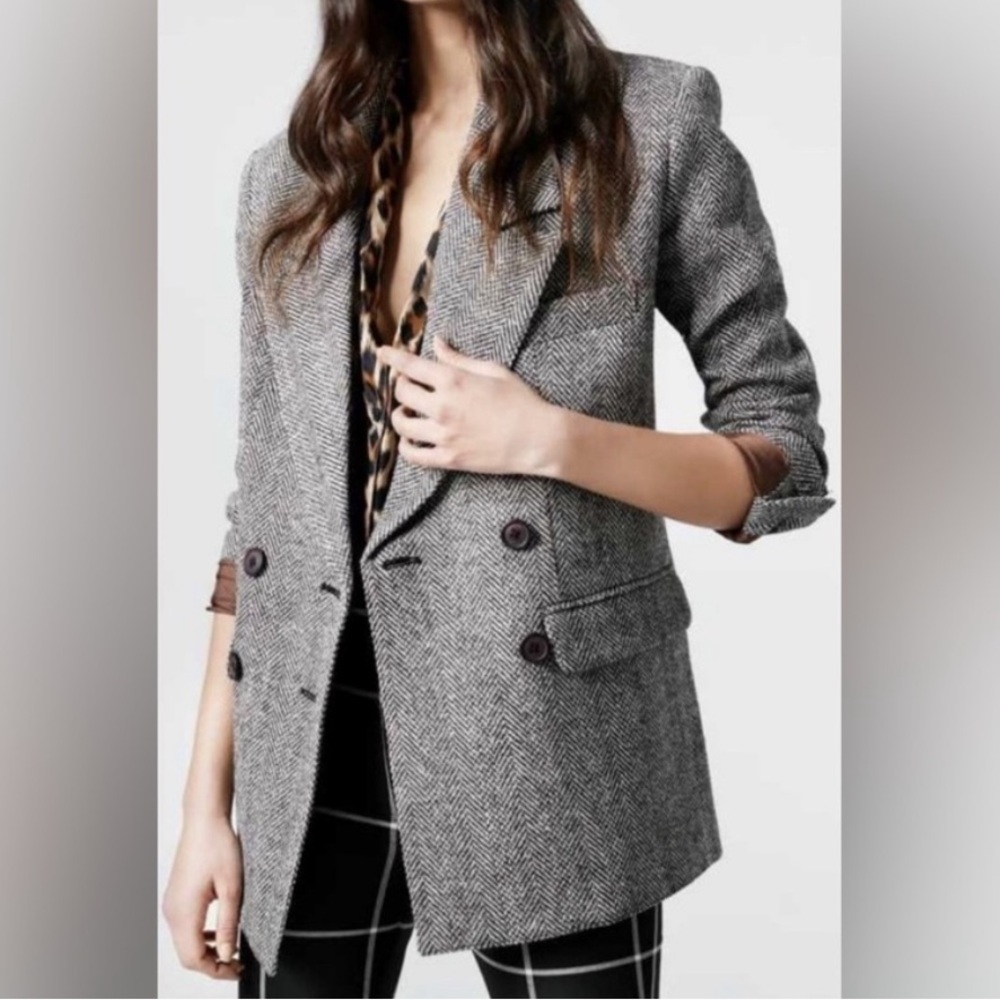 Smythe Black & Gray Patterned wool double breasted Blazer